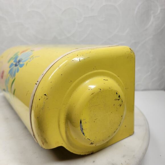 VTG Ransburg Hand Painted Metal Paper Towel Holder Yellow Floral Wall Mount - Picture 4 of 16